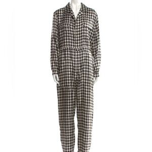 La Prestic Ouiston Silk Houndstooth Jumpsuit